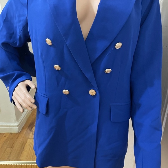 Marled Royal Blue Double-Breasted Blazer - Picture 15 of 15